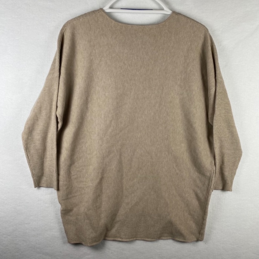 ๐บ 3/$25 ๐บ Vila Milano | Beige Rhinestone 3/4 Sleeve Ribbed Sweater | Womens Sz M - Picture 7 of 9